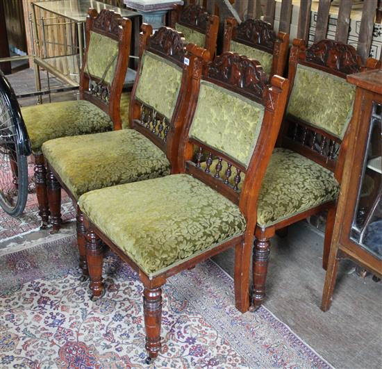 6 walnut dining chairs(-)